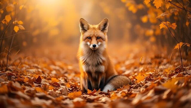 Red Fox in Autumn Forest - Powered by Adobe