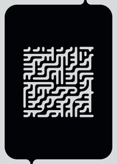 Minimalist Black Maze – Dark Abstract Wall Art