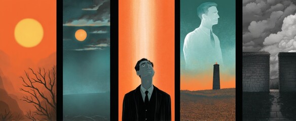 A visual narrative depicting the protagonist's pivotal moments of transformation.