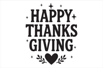 Happy thanksgiving message with heart and leaf decorations on white background