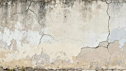 Obraz premium Weathered concrete surface displays extensive cracking and peeling paint texture