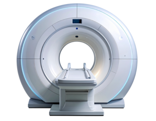 Modern MRI Machine Front View with Open Bore, Isolated on Transparent Background