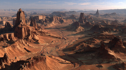 Epic Desert Landscape With Red Rock Formations