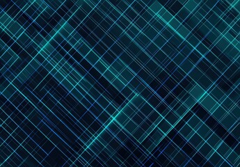 Abstract glowing teal lines crisscross a dark, digital background