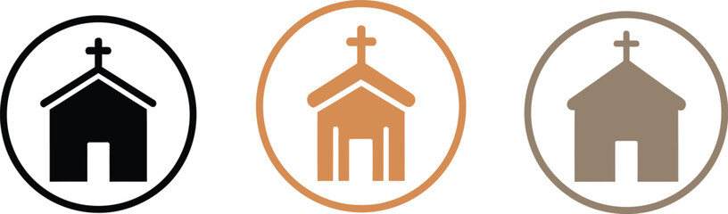 Church building symbol icons for graphic design needs