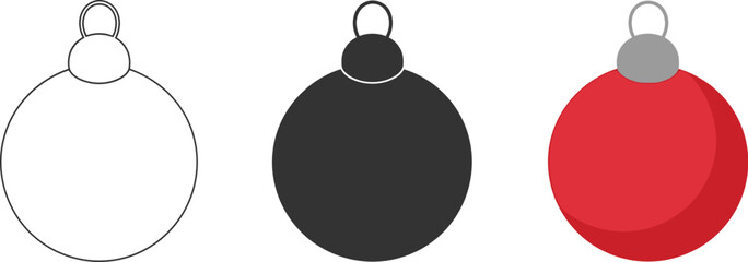 Christmas ornament set for holiday designs, red, black