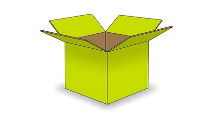 Yellow box cardboard package container open shipping delivery storage moving product