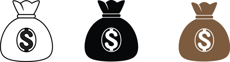 Money bag icons for business promotions or finance ads