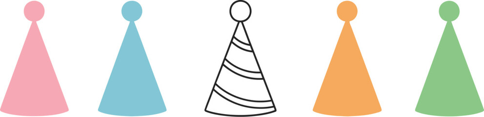 Celebrate with fun colorful birthday party hats set