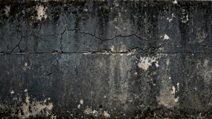 Weathered dark concrete surface displays prominent horizontal joint and fine fissure patterns