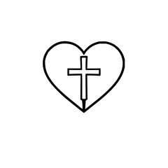 Obraz premium Single Monochrome Icon: Heart with Superimposed Cr