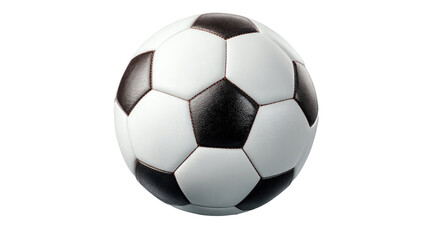 Fototapeta premium Classic black and white leather soccer ball isolated on a white background, ready for game play and competition
