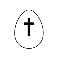 Fototapeta premium Single Icon: Black Outlined Egg with Central Black