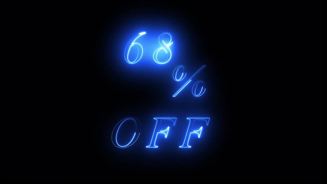 Neon 68% percent off sale sign animation  advertising marketing Concept hot price banner best big sale 4k video motion graphic offer percent  promotion..