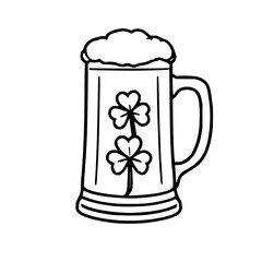 Obraz premium Single Solid Black Beer Stein Icon with Shamrock D