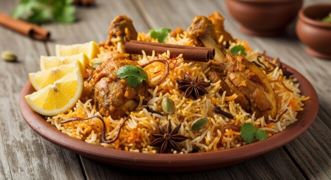 Spicy Chicken Biryani with Lemon and Aromatic Spices