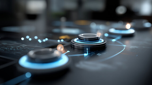 Workflow automation artificial intelligence software interface nodes triggers defocused data tool dashboard background coding icon flow process technology 3D rendering