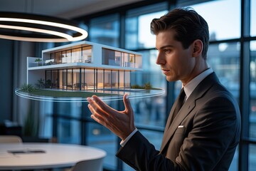 Advanced 3D real estate visualization with holographic luxury home model 2026