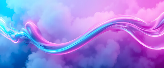 This image features an abstract infinity shape created with glowing blue and pink neon light trails. The dynamic swirling energy lines, sparkles, and smooth motion effects evoke themes of technology