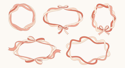 Collection of Elegant Ribbon Frames Vector Illustration for Celebrations and Decorations