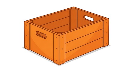 Orange wooden crate box container storage organization wood packaging illustration