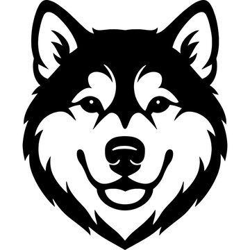 Black vector silhouette of alaskan malamute head