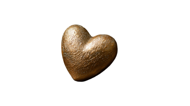 golden Heart-shaped symbol of love for Valentines Day, isolated on white background