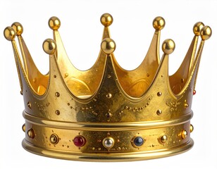 Golden crown with jewels on white background