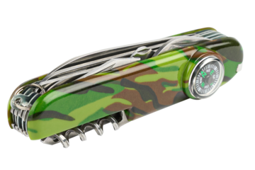 Swiss Army Knife with Compass Isolated on Transparent Background