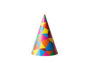 Vibrant party hat with colorful geometric pattern