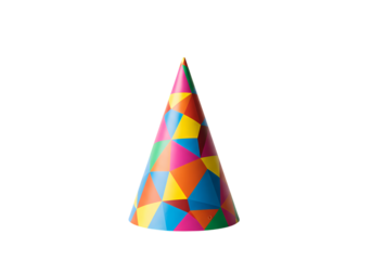 Vibrant party hat with colorful geometric pattern