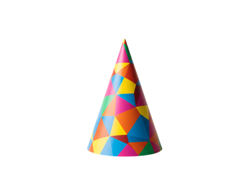 Vibrant party hat with colorful geometric pattern