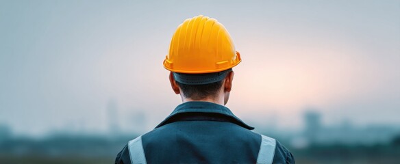 Worker in safety helmet on-site at a construction location