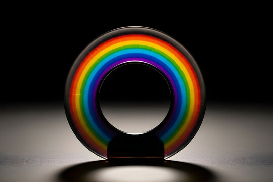 Prismatic rainbow oval shape isolated on transparent background