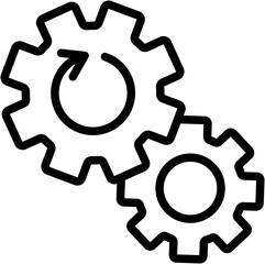 Automation Auto Work Progress Cogwheel Gear Icon Symbol Sign in Clean Simple Outline Line Art Style