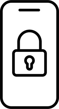 Data Privacy Regulations Safety Locker Digital Device Smartphone Icon Symbol Sign in Clean Simple Outline Line Art Style