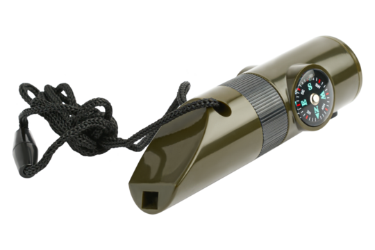 Survival Whistle with Compass PNG (Transparent Background)