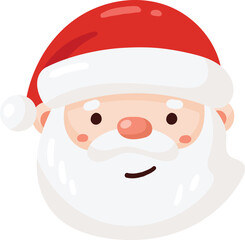 Cute Cartoon Santa Claus Head, Cute Happy Santa Claus Head for Christmas Holidays