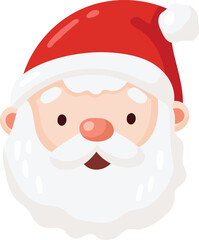 Cute Cartoon Santa Claus Head, Cute Happy Santa Claus Head for Christmas Holidays