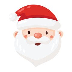 Cute Cartoon Santa Claus Head, Cute Happy Santa Claus Head for Christmas Holidays