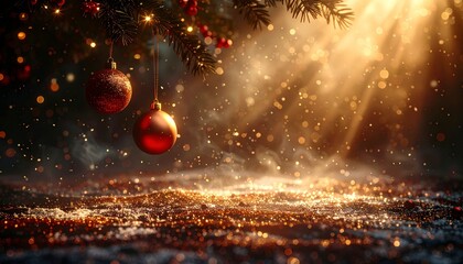Glistening christmas ornaments cozy home decorative setup festive atmosphere close-up holiday spirit