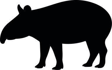 Black tapir silhouette animal white