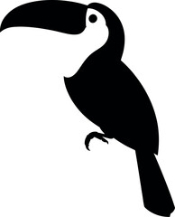 Naklejka premium Black toucan bird silhouette white