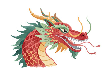 Watercolor Dragon Head Icon Chinese New Year 2026 vector illustration isolated on white background
