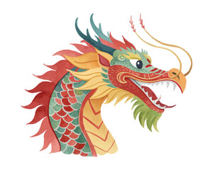 Watercolor Dragon Head Icon Chinese New Year 2026 vector illustration 