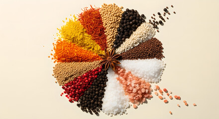 Naklejka premium Spices Herbs Star Anise Assortment Flat Lay Copy Space