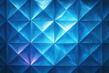 Fototapeta premium Blue and Cyan Glow Low Poly Geometric Surface with Bright Modern Polygon Gradient Texture