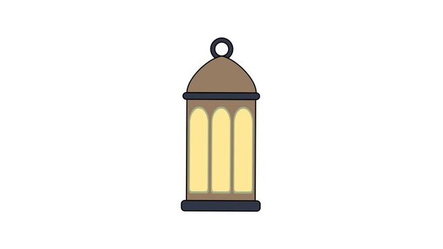 Vintage-style lantern animation featuring warm illumination and simple geometric design perfect for holiday scenes and decorative visuals