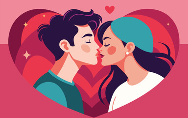 Love and Affection Romantic Kiss Vector Concept 