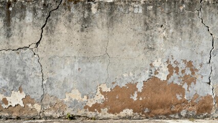 Obraz premium Weathered concrete structure displays extensive surface deterioration and deep fissures